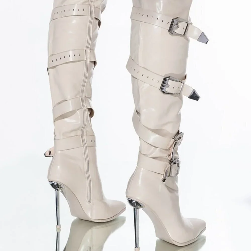 AZALEA WANG MADE TO  LAST STILETTO BOOT IN BONE ( BRAND NEW !!!!!!! )